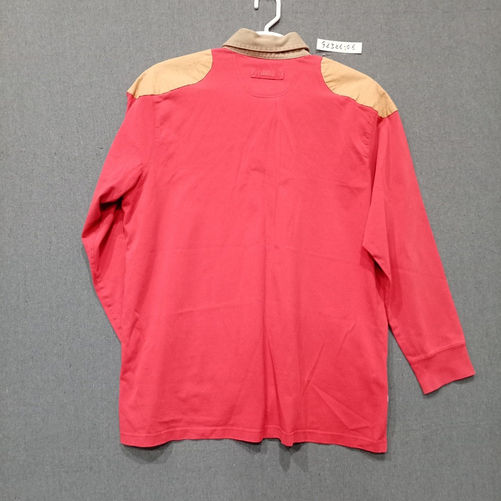 Orvis Mens XL Red Long Sleeve Polo Shirt Cotton Shooting Patches Outdoor Rugged - Picture 9 of 9